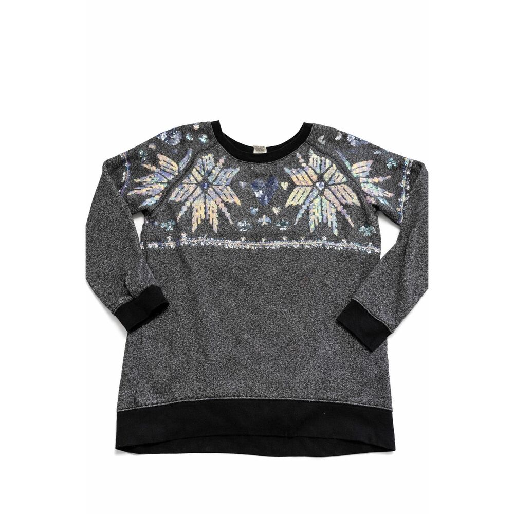 Victoria’s Secret PINK Snowflake Sequin Crewneck Pullover Sweater Women’s Medium